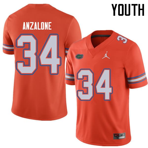 Youth NCAA Florida Gators Alex Anzalone #34 Stitched Authentic Jordan Brand Orange College Football Jersey EVE7165JU